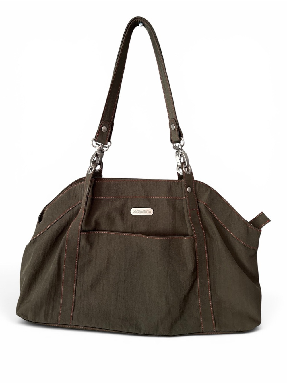 Baggallini Olive Green Shoulder Bag Double Handles ID Holder